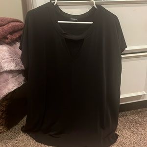 Torrid Black Tee with triangle cutout